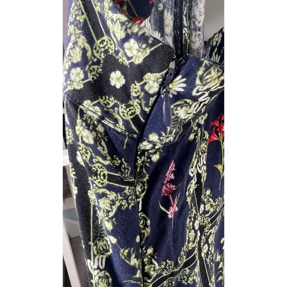 Agua Bendita Target Plus‎ 2X Tile Floral Ruffle Sleeves Pockets Coquette Dress - Picture 8 of 9